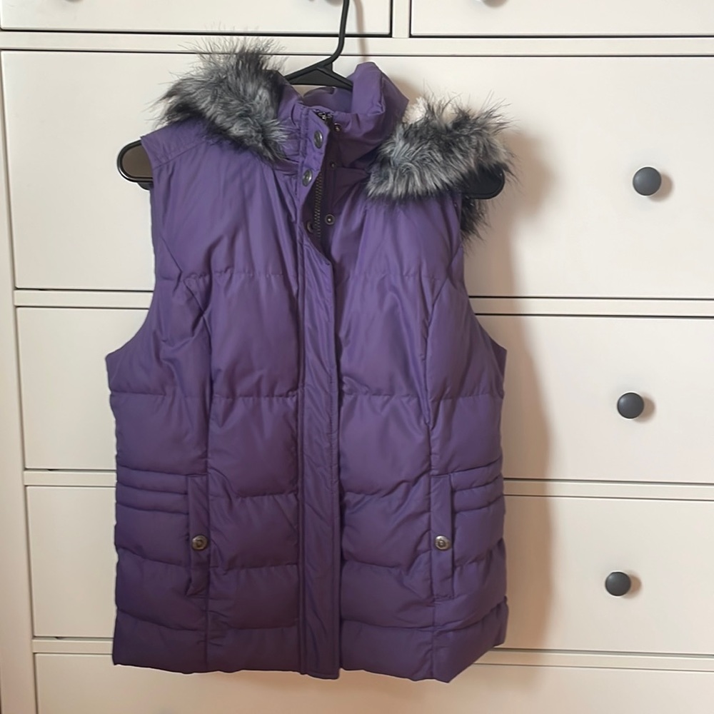 Green Tea Purple Puffer Vest with Hood